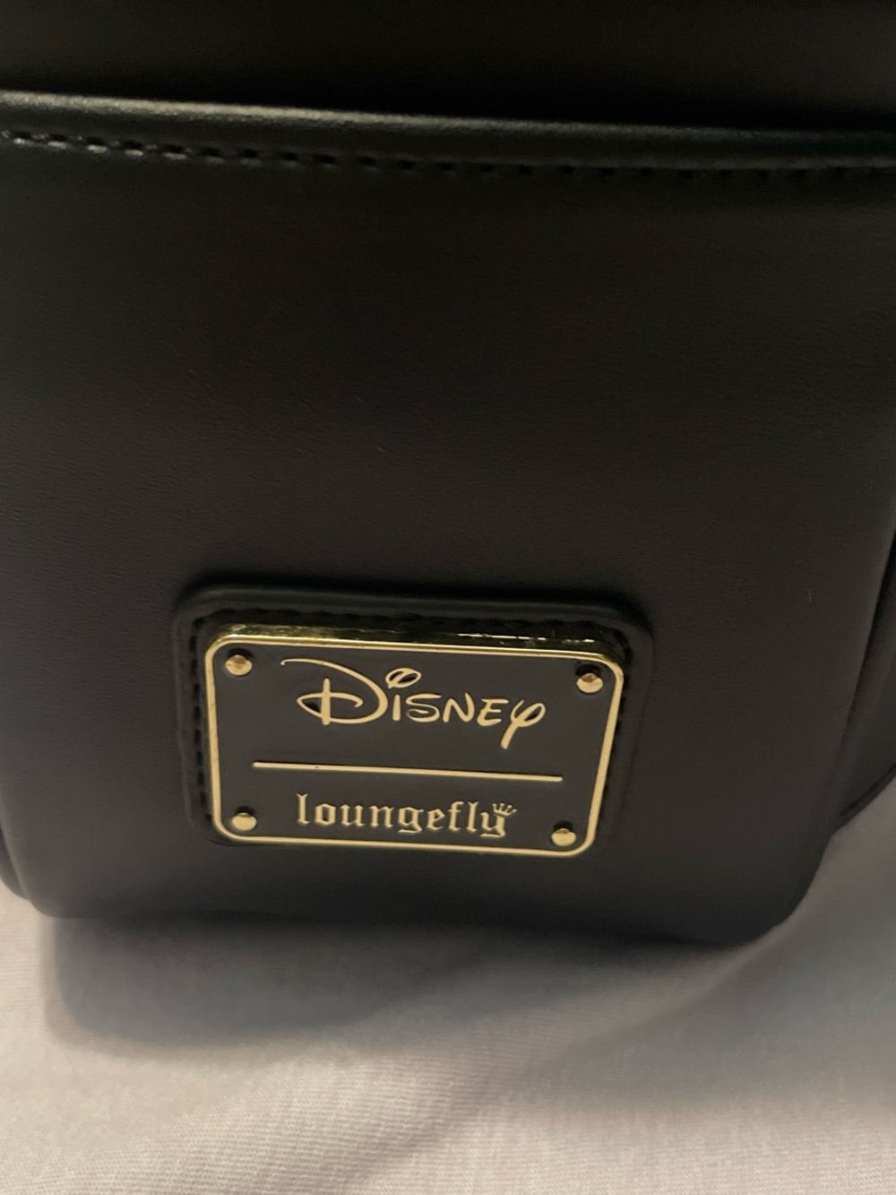 Disney Loungefly Black Backpack with Gold Plaque - Picture 3 of 5